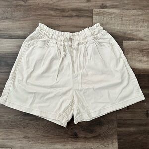 Time and Tru High Waist Cream Shorts